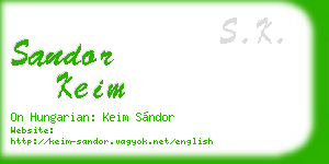 sandor keim business card
